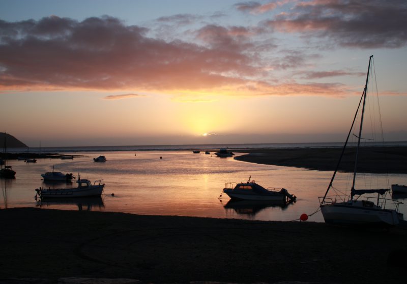 Sunset with boats