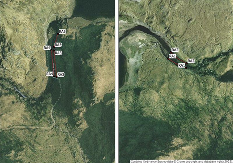 Map showing the locations surveyed for freshwater pearl mussels