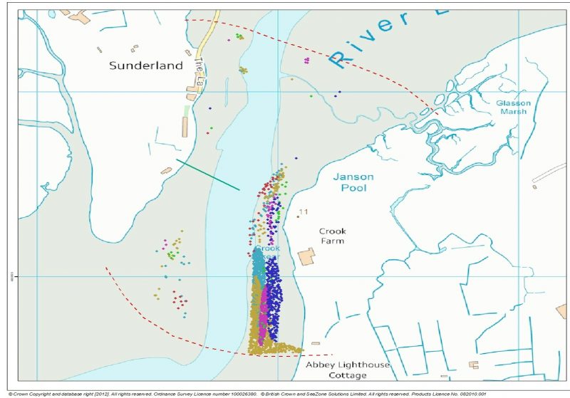 Maps showing oystercatcher locations near to Sunderland